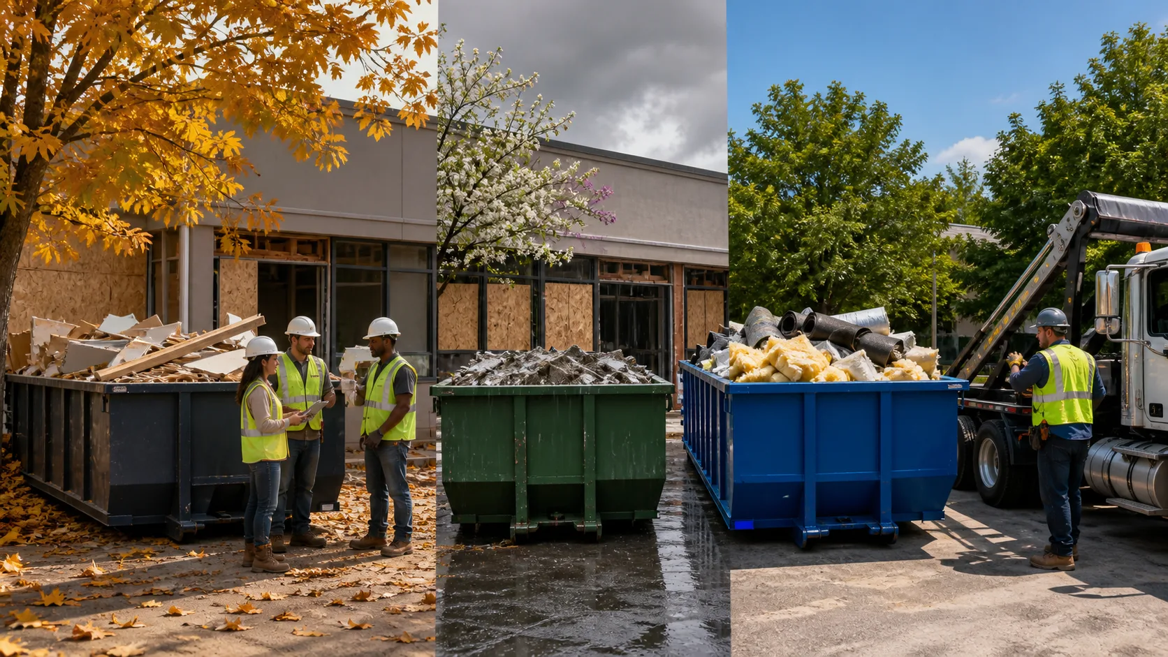 Construction Waste by Season: Dumpster Sizing, Materials Mix, and Weight Risks
